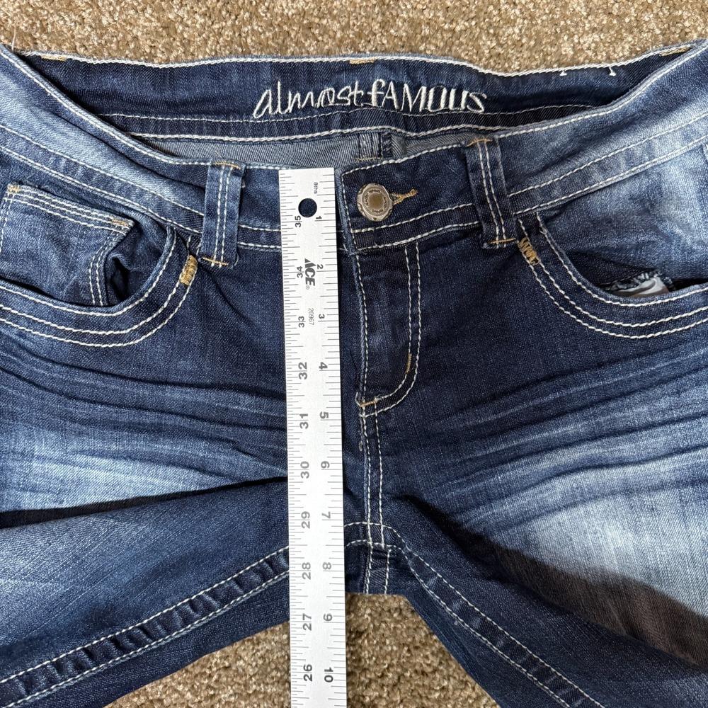 Almost Famous Skinny Jeans Distressed Low Rise Women 9 Blue Denim Cotton Stretch - Picture 8 of 13